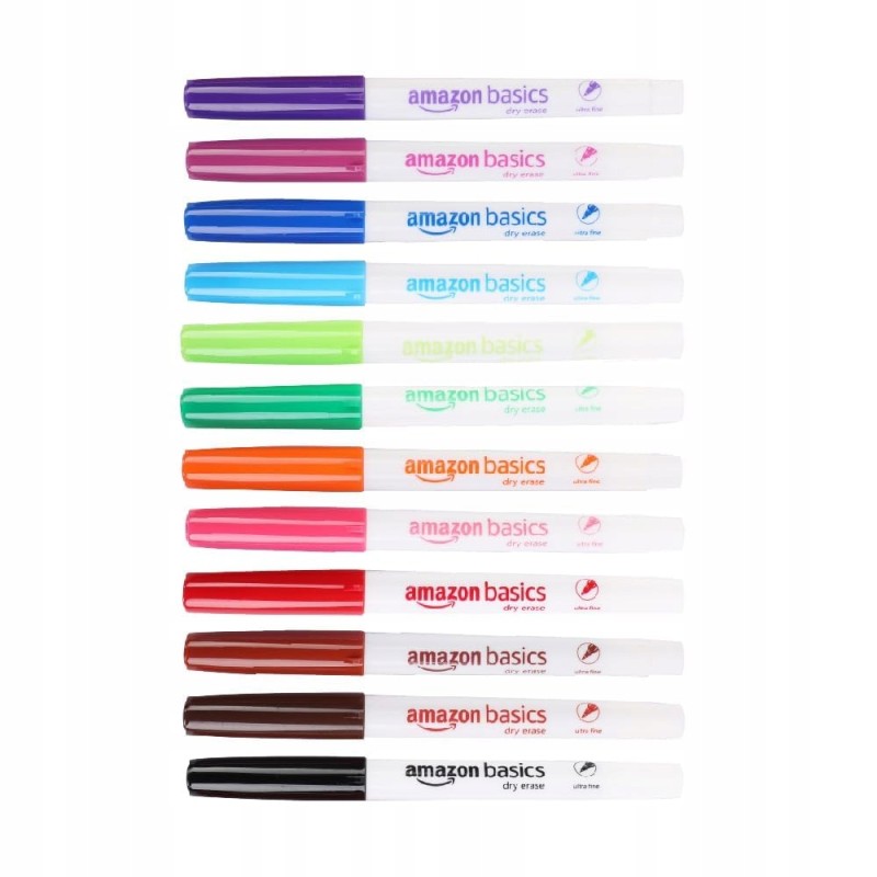Outlet Marker suchościeralny wielokolorowy AmazonBasics 12 szt ultracienkie