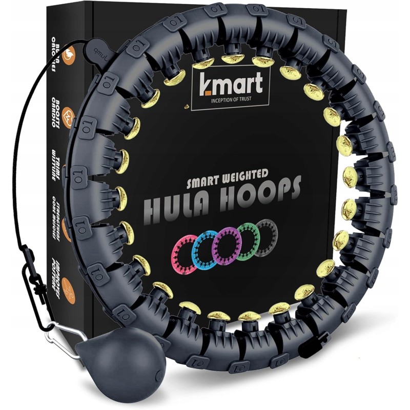 K-MART Smart Hula Ring Hoops złoto czarny z obracającą się piłką OPIS