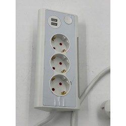 KS Listwa zasilająca z 3 gniazdami wtykowymi z USB i lampką nocną LED