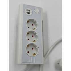 KS Listwa zasilająca z 3 gniazdami wtykowymi z USB i lampką nocną LED