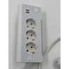 KS Listwa zasilająca z 3 gniazdami wtykowymi z USB i lampką nocną LED