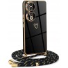 Outlet Etui ochronne plecki ze sznurkiem do Honor 90 czarne z złotym sercem