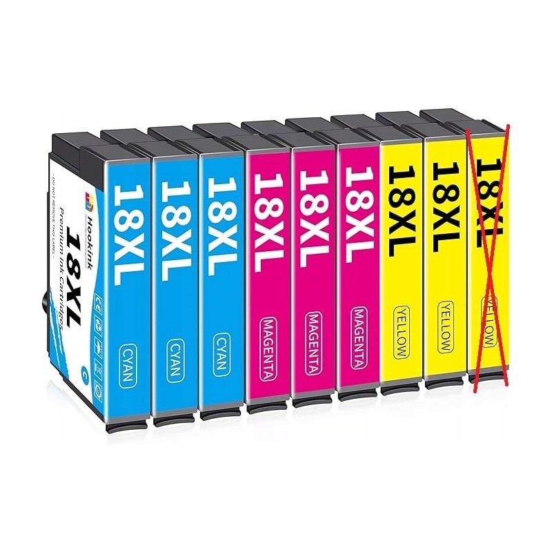 Hookink 18XL wkłady do drukarek Epson 18 XL 8 sztuk Yellow Magenta Cyan