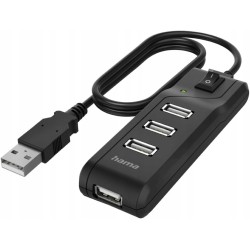 Outlet Hama Kompaktowy hub z włącznikiem/wyłącznikiem USB kabel 1,8m