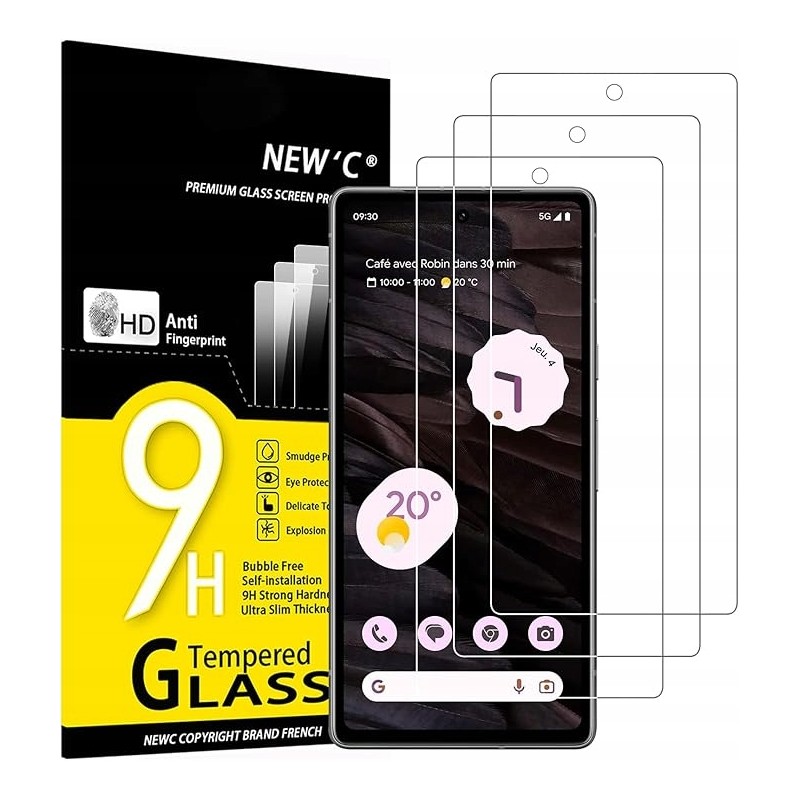 NEW'C 3sztuki Szkła hartowanego dla Google Pixel7a odporność na zarysowania