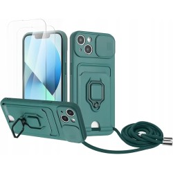 Zallagre Etui do iPhone 14 + 2 szklane folie ochronne funkcja uchwytu