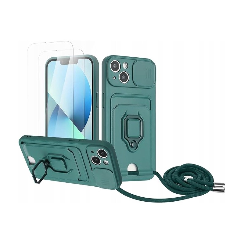 Zallagre Etui do iPhone 14 + 2 szklane folie ochronne funkcja uchwytu