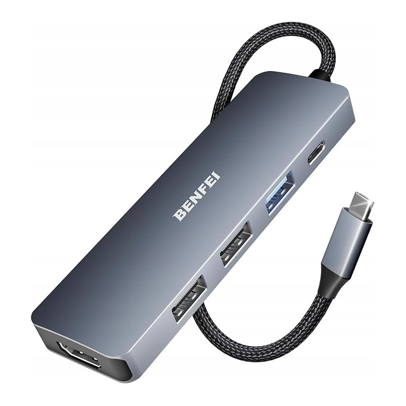 Outlet Hub BENFEI USB C 5 portów z 4K HDMI 3 USB-A zasilaniem 100 W