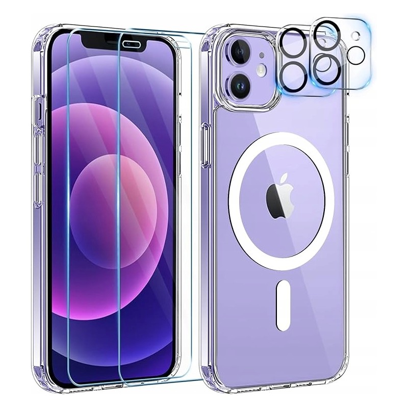 Etui magnetyczne YisrLery 5 w 1 do iPhone 12 z 2 osłonami ekranu i aparatu