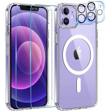 Etui magnetyczne YisrLery 5 w 1 do iPhone 12 z 2 osłonami ekranu i aparatu