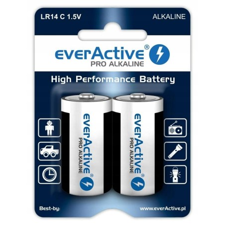 Outlet Baterie alkaliczne Everactive C (R14) 2 szt. pojemność 8000 mAh 1.5V
