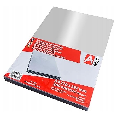 Albyco Clear Cover Cover arkusze okładkowe z PVC DIN A4 210 x 297 mm 100szt