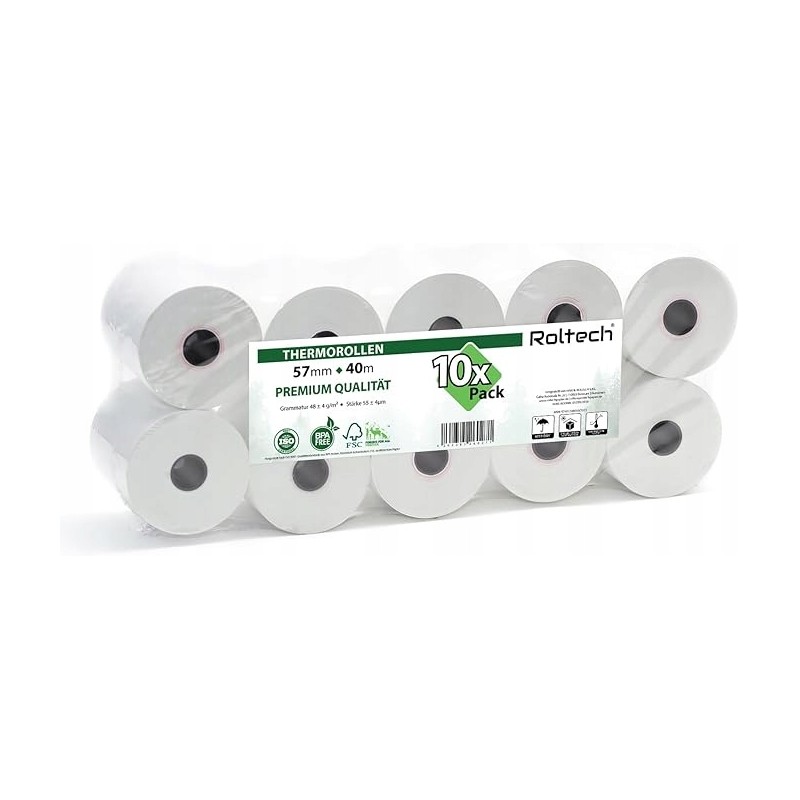 Outlet ROLTECH 10 rolek termicznych 57 mm x 40 m x 12 mm bez BPA OPIS