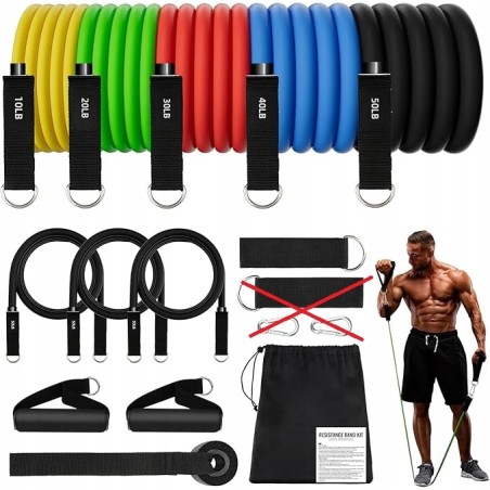 Zestaw taśm fitness JATEKA sportowe taśmy oporowe 5 poziomów oporu OPIS