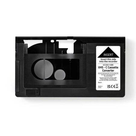 Outlet Nedis Konwerter VHS Konwersja VHS-C na VHS Plug and Play Czarny OPIS