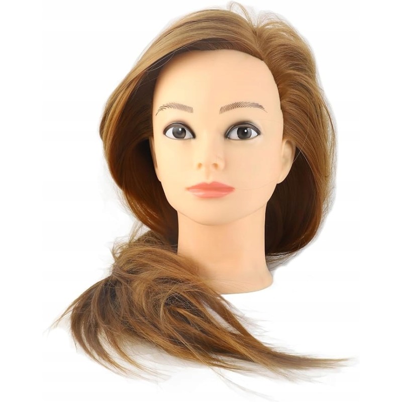 Głowa manekina z włosami do ćwiczeń fryzjerskich kolor ciemny blond