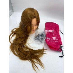 Głowa manekina z włosami do ćwiczeń fryzjerskich kolor ciemny blond