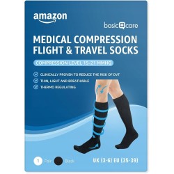 Medyczne skarpety uciskowe Amazon Basic Care do lotów i podróży
