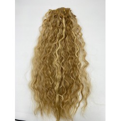 FLUFYMOOZ Przedłużenie włosów klipsem syntetyczne pasemka jasny blond fale