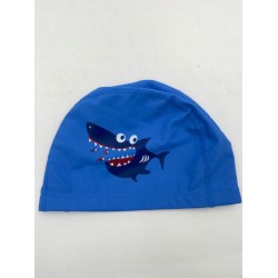 Czepek pływacki dla dzieci 4-10 lat niebieski z rekinem miękki materiał