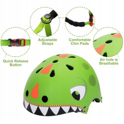 LZDMY Kask rowerowy dla dzieci rozmiar 50 cm-54 cm regulowany + ochraniacze