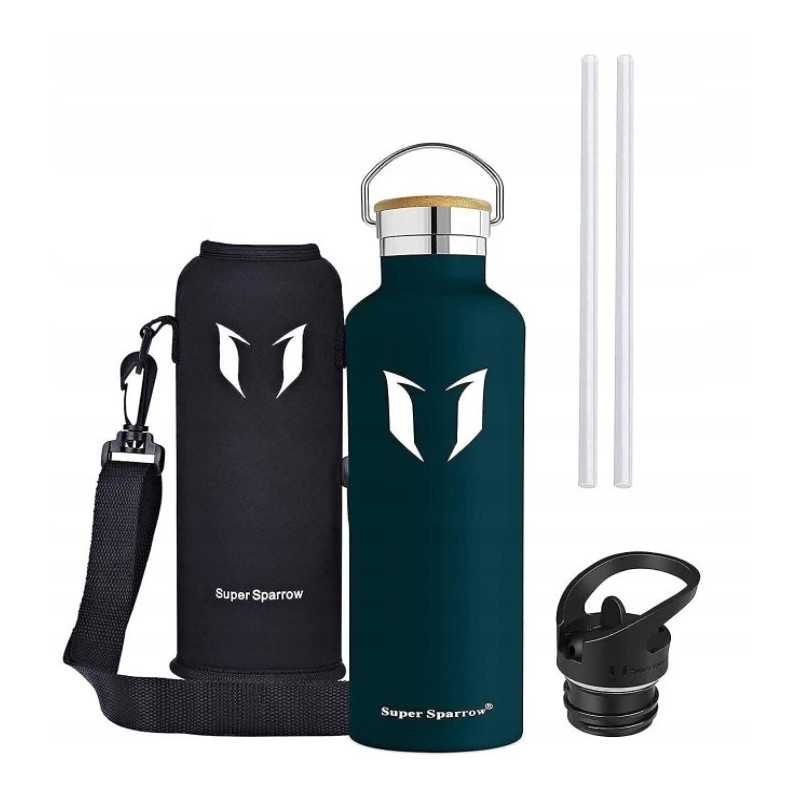 Outlet Butelka Super Sparrow 750 ml niebieski ergonomiczny podwójne scianki Outlet Butelka Super Sparrow 750 ml niebieski ergonomiczny podwójne scianki