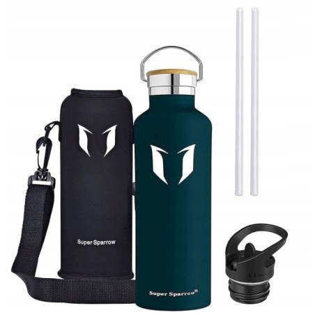 Outlet Butelka Super Sparrow 750 ml niebieski ergonomiczny podwójne scianki