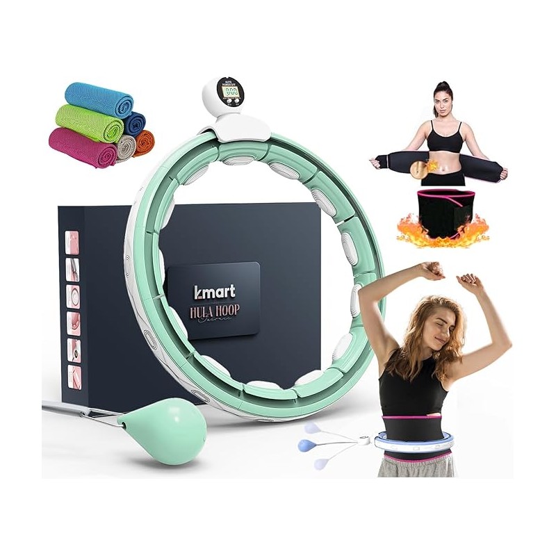 K-MART Hula Hop z wypustkami i obciążnikiem 16-segmentowe zielone OPIS K-MART Hula Hop z wypustkami i obciążnikiem 16-segmentowe zielone OPIS