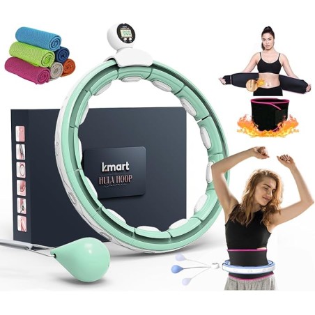 K-MART Hula Hop z wypustkami i obciążnikiem 16-segmentowe zielone OPIS