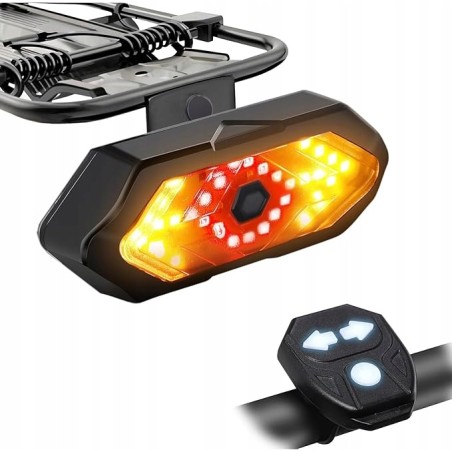 Outlet Tylne światło rowerowe LED z kierunkowskazami na pilot