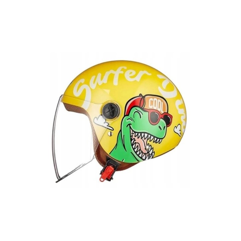 Kask dziecięcy L4731 FREEUP r.48-55cm zółty dinozaur z wizjerem ABS lekki Kask dziecięcy L4731 FREEUP r.48-55cm zółty dinozaur z wizjerem ABS lekki