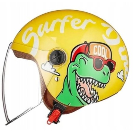 Kask dziecięcy L4731 FREEUP r.48-55cm zółty dinozaur z wizjerem ABS lekki