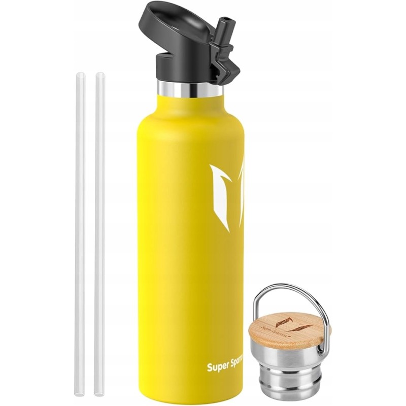 Super Sparrow Butelka na wodę ze stali nierdzewnej 750ml bez BPA żółta OPIS