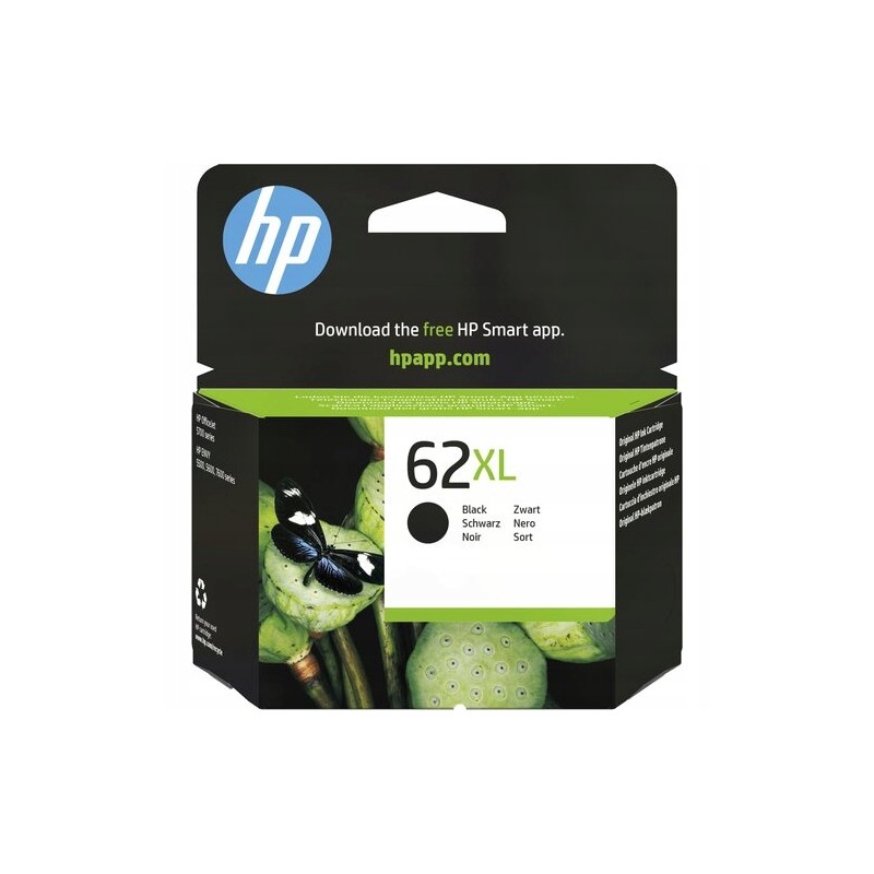 HP tusz czarny 62 XL wydajność 600 stron pojemność 12ml