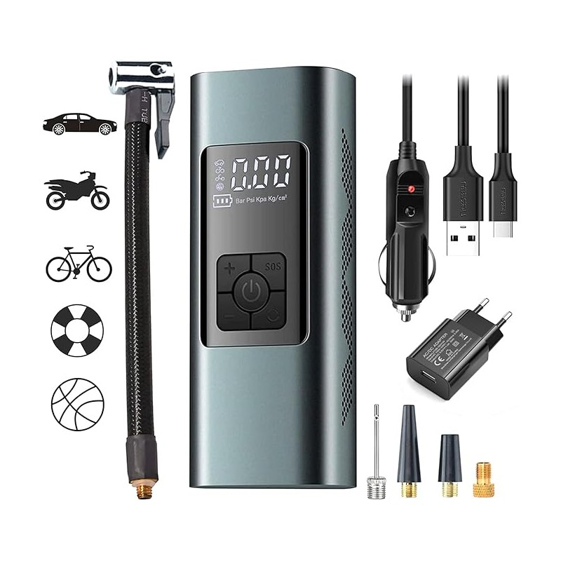 USZKODZONA Przenośna sprężarka powietrza mini pompka do opon 6000 mAh OPIS