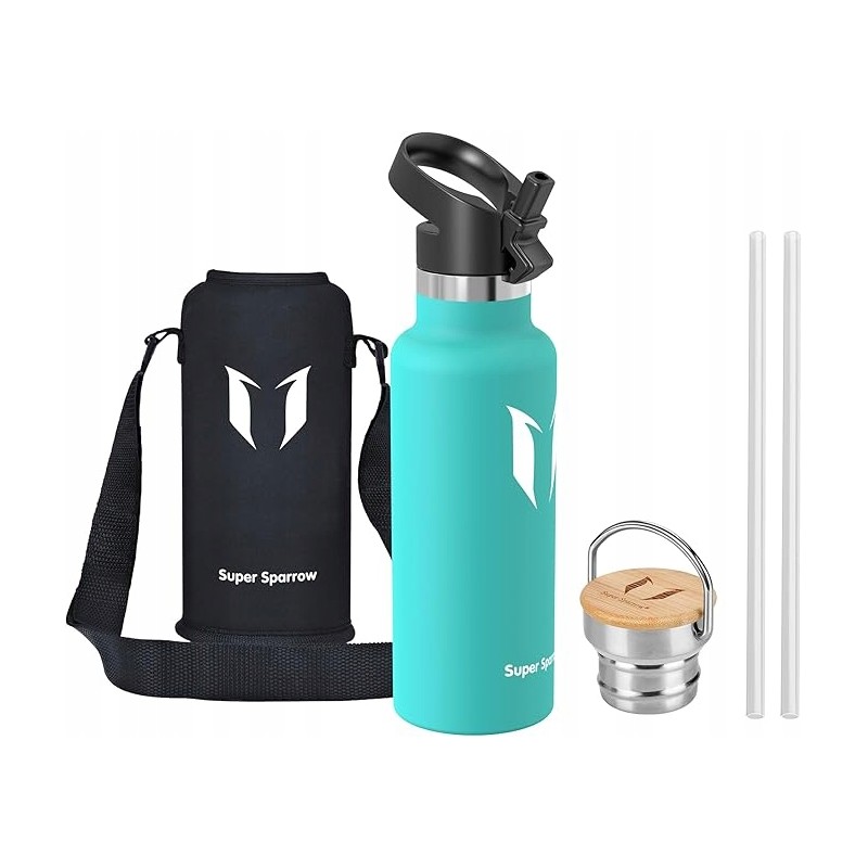 Super Sparrow Butelka na wodę ze stali nierdzewnej 500 ml bez BPA turkusowa