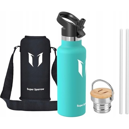 Super Sparrow Butelka na wodę ze stali nierdzewnej 500 ml bez BPA turkusowa