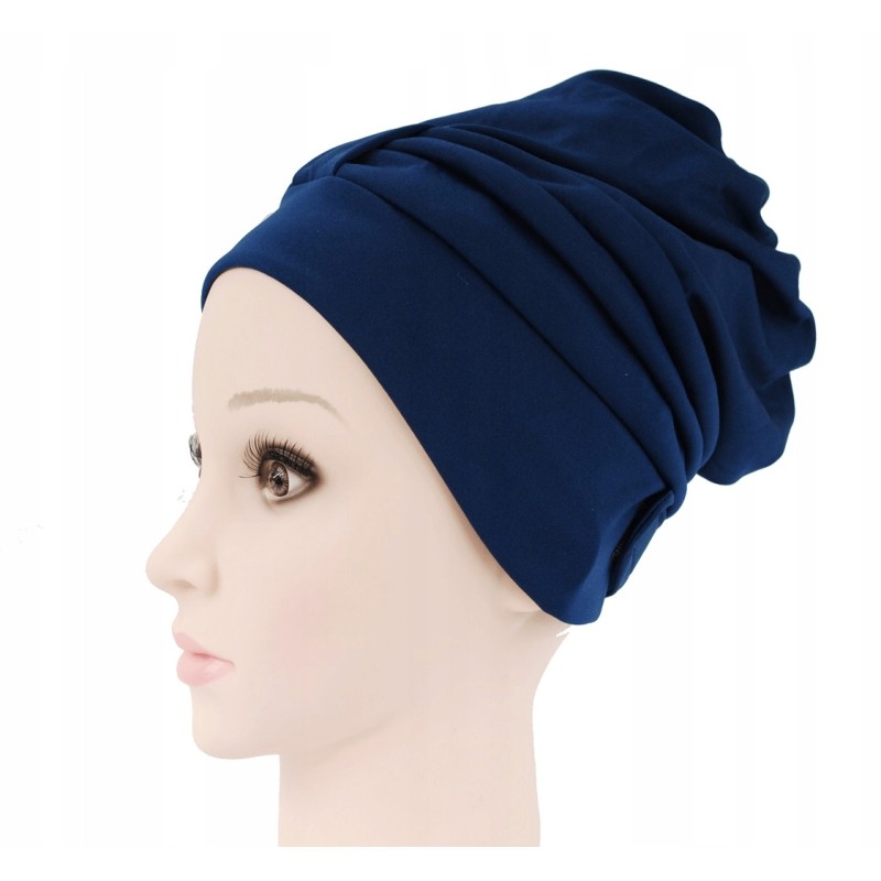 Outlet Fashy Damski turban do pływania z podszewką poliestrową granatowy