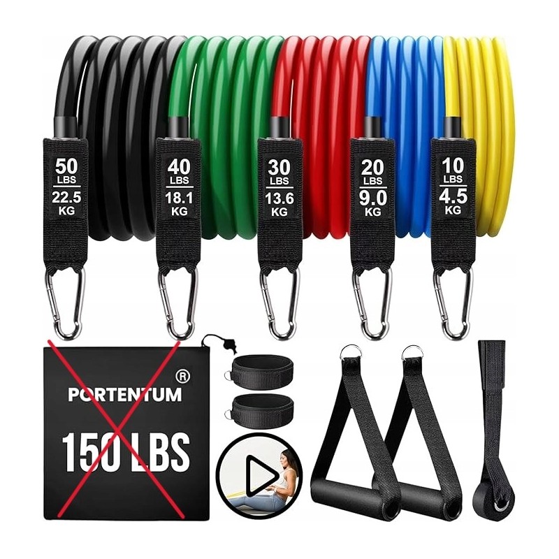 Outlet Linki oporowe do ćwiczeń Portentum M8403 zestaw 5 sztuk do 68kg OPIS