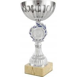 Outlet Srebrny Puchar Trofeum sportowe rozmiar 20 cm srebrno-niebieskie