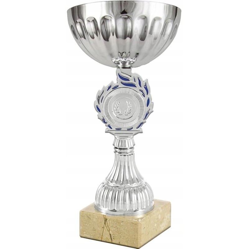 Outlet Srebrny Puchar Trofeum sportowe rozmiar 20 cm srebrno-niebieskie