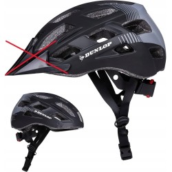Outlet Kask rowerowy regulowany LED z tyłu DUNLOP rozmiar M czarny OPIS