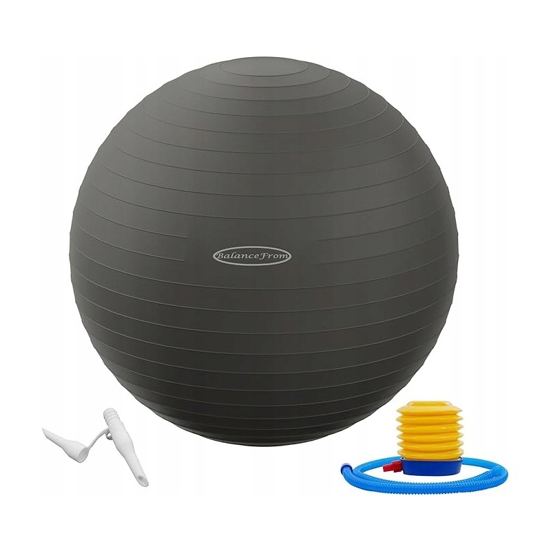 Outlet Piłka gimnastyczna do fitnessu BalanceFrom szara z pompką OPIS