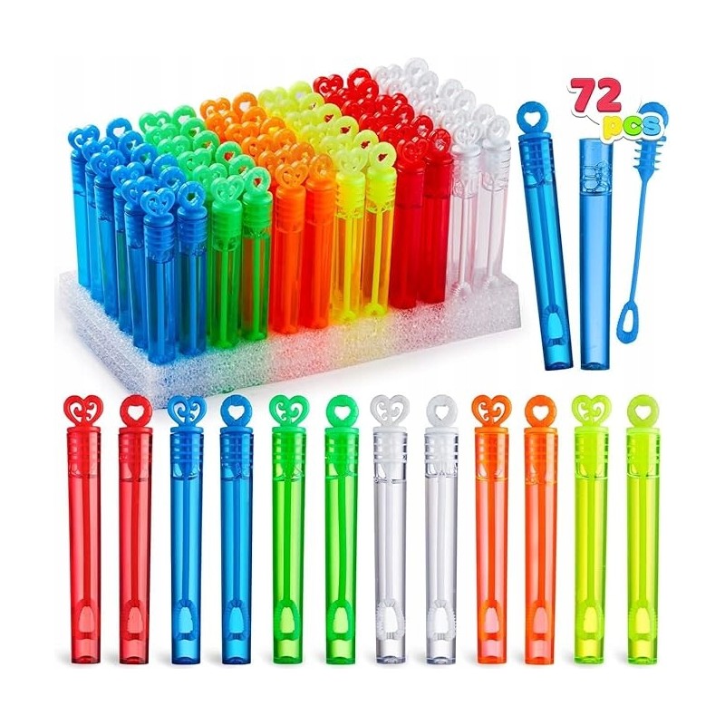 Zestaw mini baniek mydlanych różdżki 72 sztuki na imprezę różne kolory CE