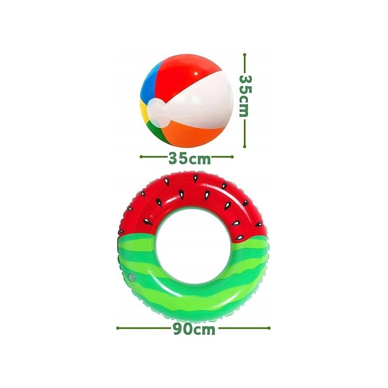 Chennyfun Nadmuchiwane koło do pływania w zestawie z dmuchaną piłką OPIS