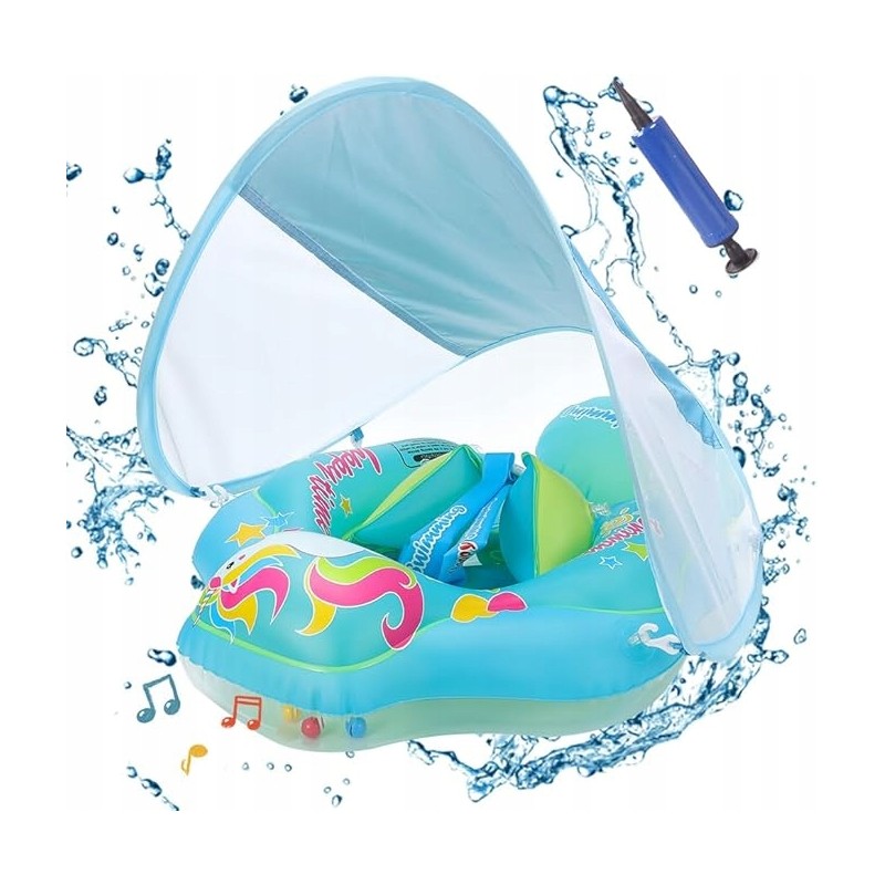 Koło do pływania dla niemowląt z odpinanym daszkiem przeciwsłonecznym OPIS