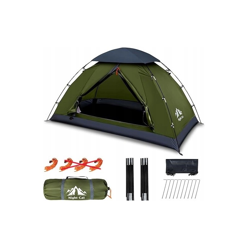Outlet NIGHT CAT Namiot Kempingowy dla 2 osób Wodoodporny zielony OPIS