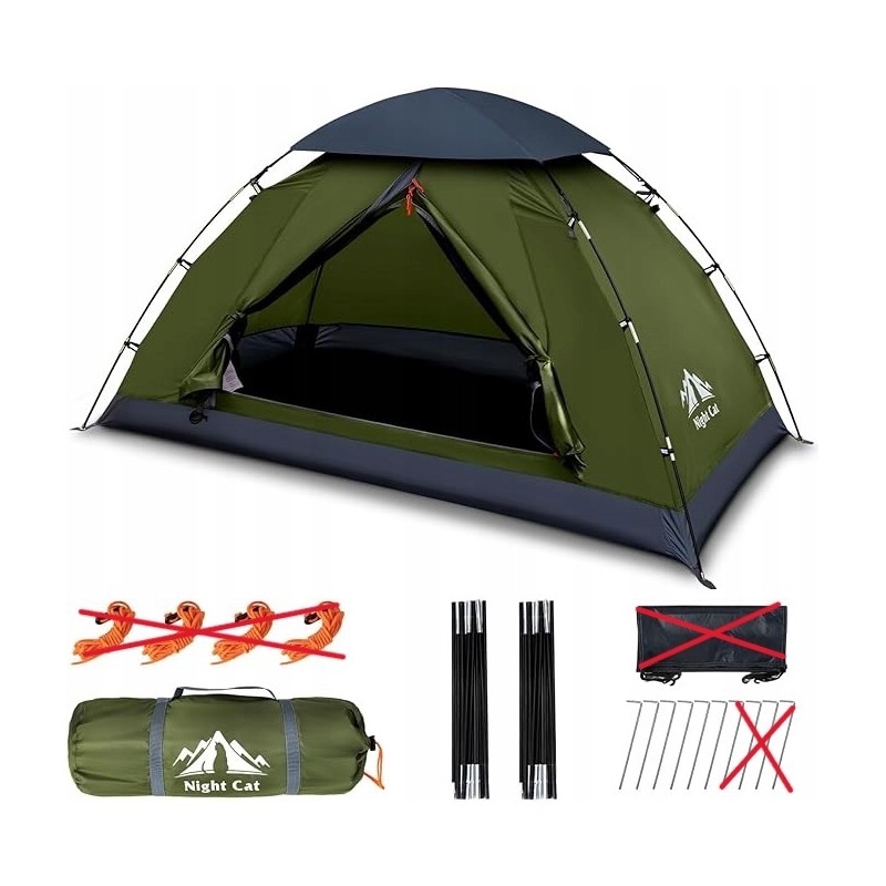 Outlet NIGHT CAT Namiot Kempingowy dla 2 osób Wodoodporny zielony OPIS