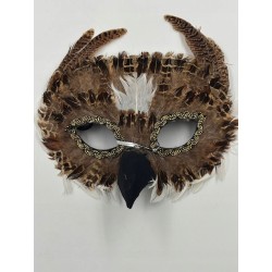 Outlet Maska na twarz wenecka z piórami Widmann zwierzęta brązowy sowa