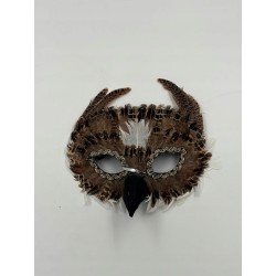 Outlet Maska na twarz wenecka z piórami Widmann zwierzęta brązowy sowa